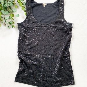 J. Crew Black Sequined Tank Top  XS